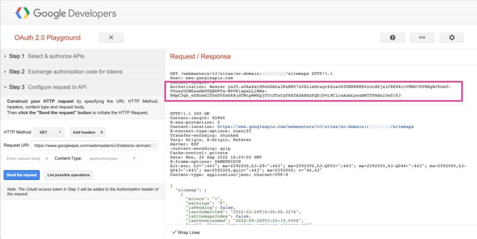 How to Bulk Delete Sitemaps in Google Search Console Copy the Authorization token