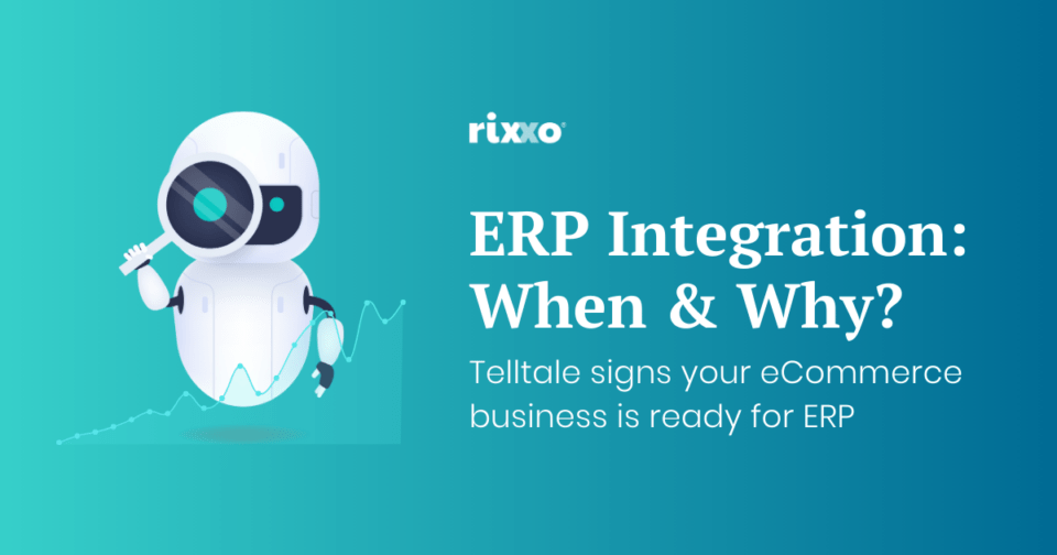 ERP Integration: 14 Telltale Signs Your eCommerce Business is Ready illustration of a Robot looking at the subject erp integration for ecommerce