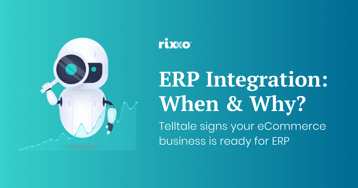 ERP Integration: 14 Telltale Signs Your eCommerce Business is Ready illustration of a Robot looking at the subject erp integration for ecommerce